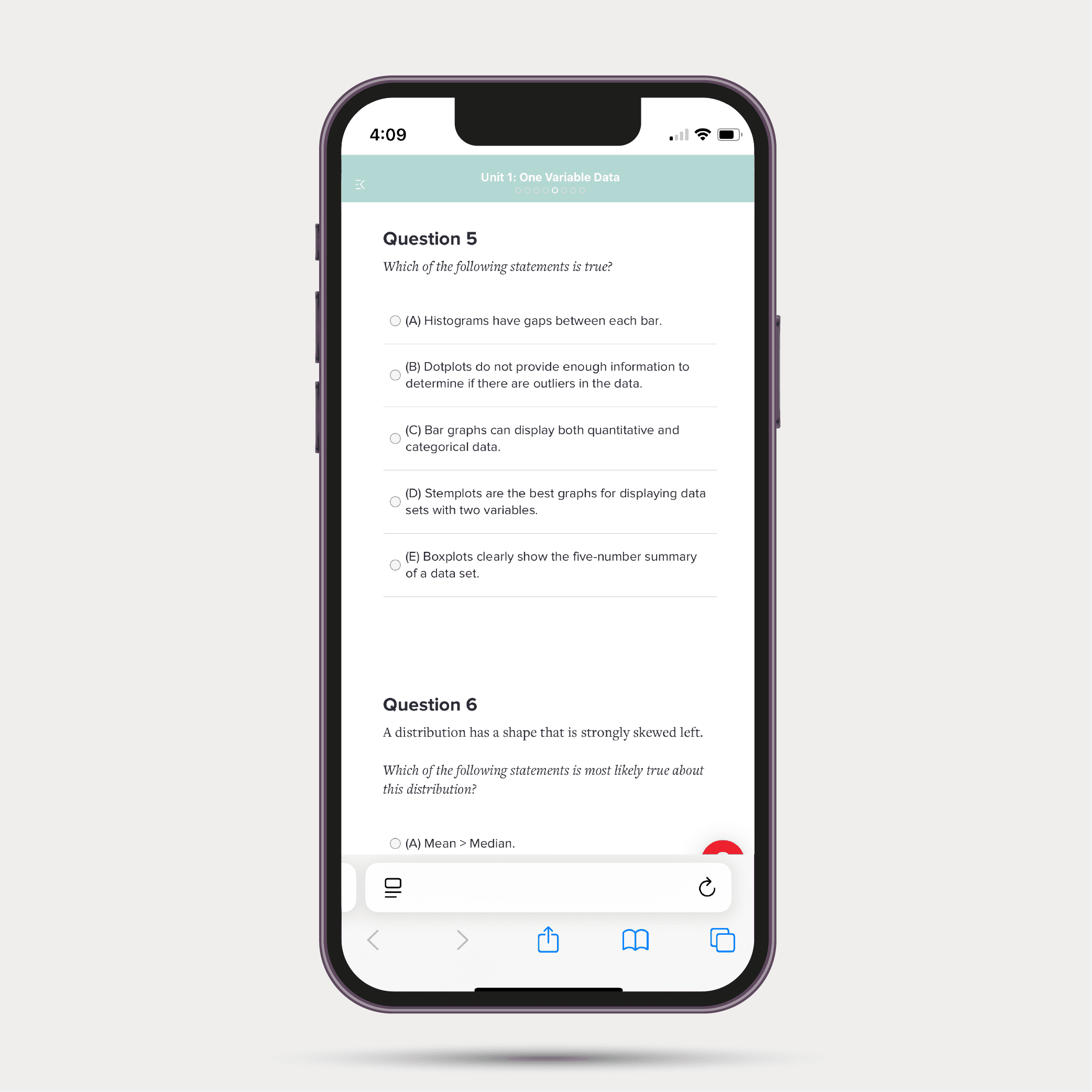 AP Prep Course on an iphone mockup