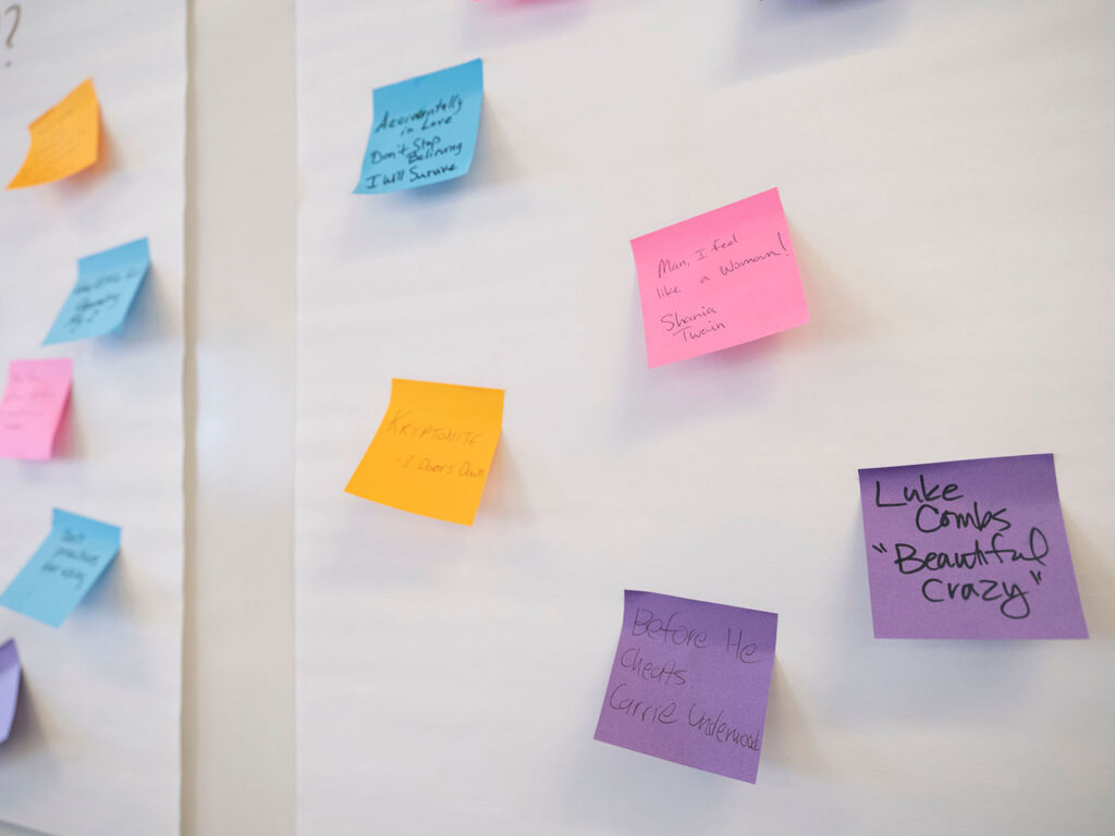 colorful post it notes on a whiteboard